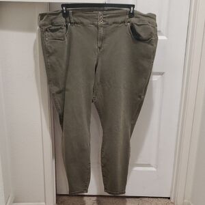 High-Rise Olive Skinny Jeans - Stretchy Slim Fit